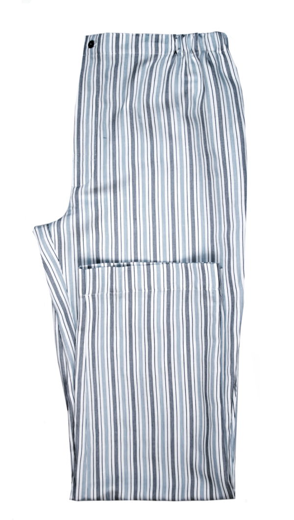Sateen Linen Pajama Long Sleeve In Champagne-blue, Vincenzo Collection - Image 4
