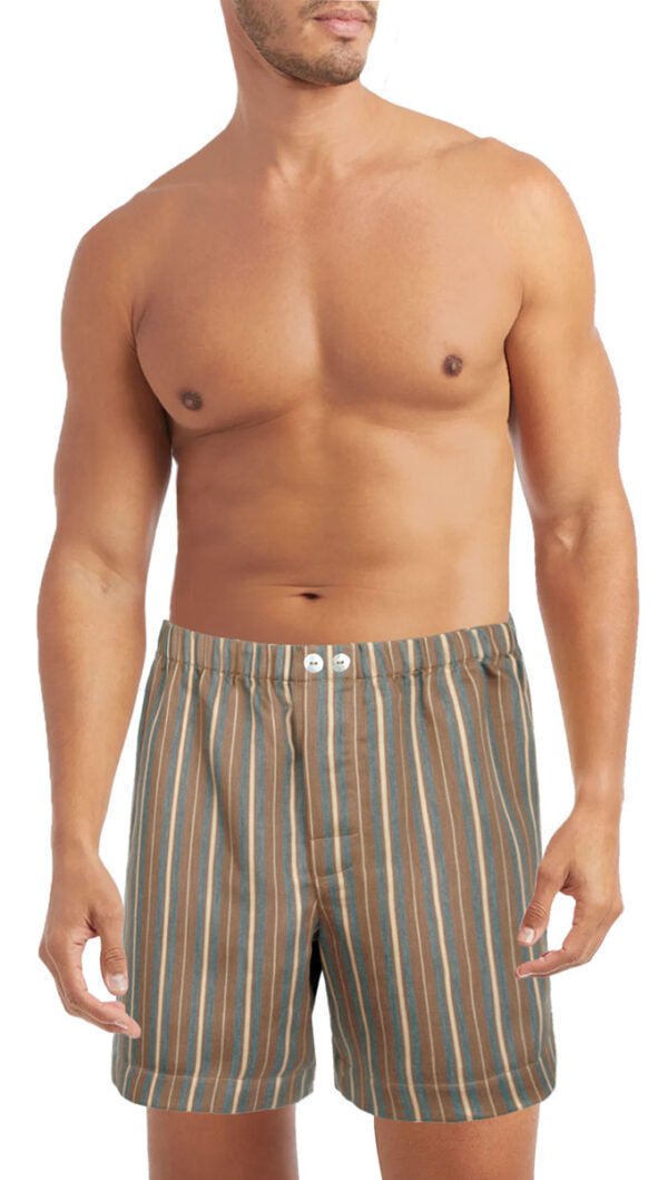 Striped Caramel Grey Sateen Linen Cotton.